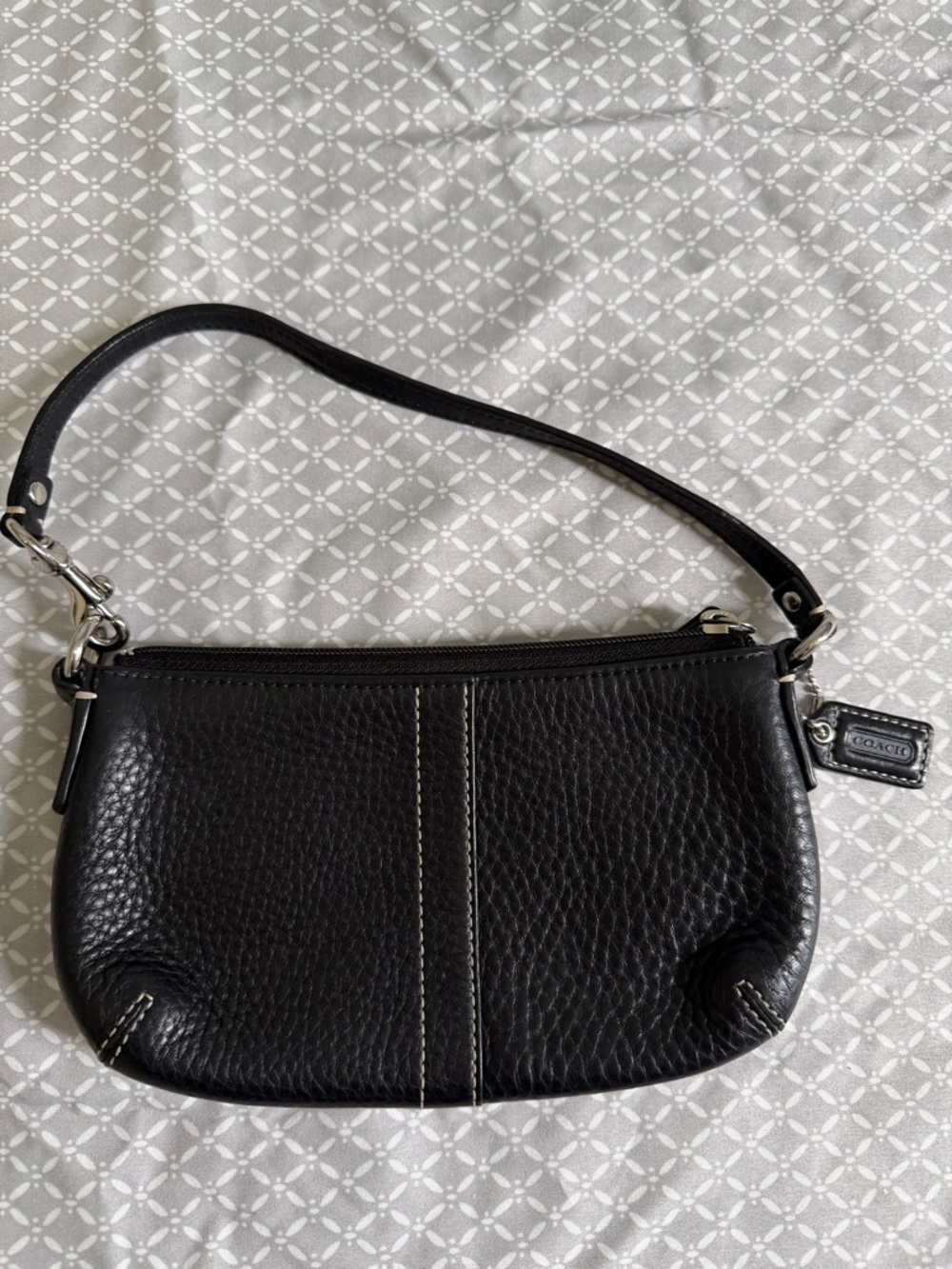 Coach Black Pebbled Leather Mini Wristlet